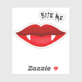 Rode lippen en vampierhoeken bite me Sticker
