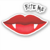 Rode lippen en vampierhoeken bite me Sticker (Voorkant)