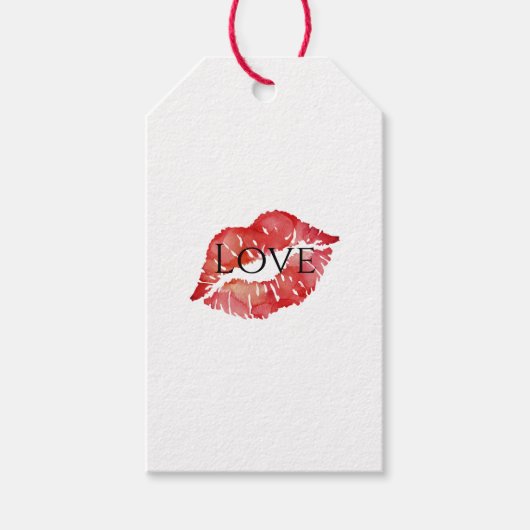 Rode Lippen Flirterige Kus Liefde XOXO Cadeaulabel (Voorkant)