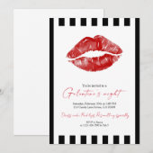 Rode Lippen Galentine's Night Out Kaart (Voorkant / Achterkant)