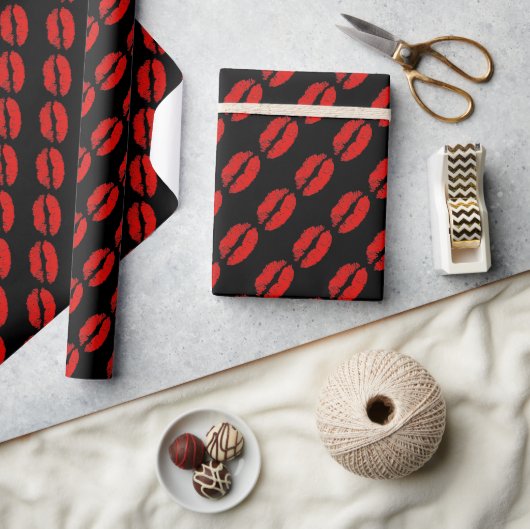 Rode Lippen Gelukkige Valentijnsdag Cadeaupapier (Crafts)