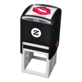 Rode lippen gepersonaliseerde tekst zelfinktende stempel
