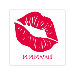 Rode lippen gepersonaliseerde tekst zelfinktende stempel