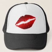 rode lippen geroteerd trucker pet (Voorkant)
