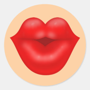 Rode lippen grote kus ronde sticker