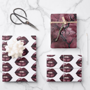 Rode Lippen Hemelse Takken Inpakpapier Vel