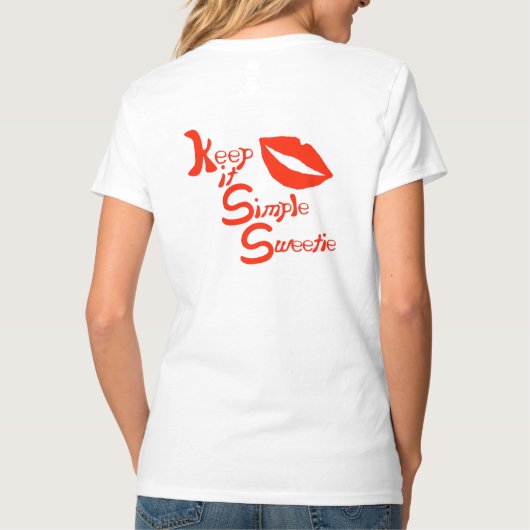 Rode lippen houden het simpel lieverd t-shirt (Achterkant)