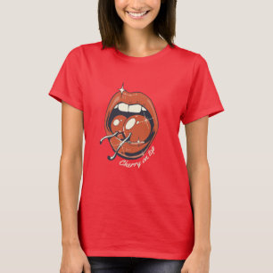 Rode Lippen Kersen Grafische Retro T-Shirt