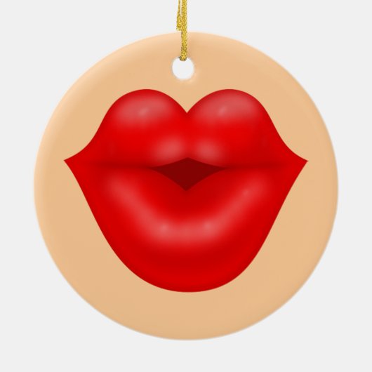 Rode lippen kus keramisch ornament (Achterkant)