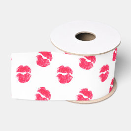 Rode Lippen Kus Kisses Patroon Valentijnsdag Love Grosgrain Lint