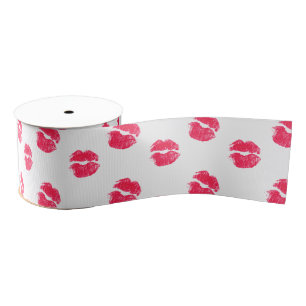 Rode Lippen Kus Kisses Patroon Valentijnsdag Love Grosgrain Lint