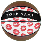 Rode lippen, kus, lippenstift, Jouw naam, personal Basketbal (Voorkant)
