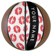 Rode lippen, kus, lippenstift, Jouw naam, personal Basketbal (Verticaal)