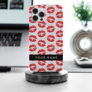 Rode lippen, kus, lippenstift, Jouw naam, personal iPhone 15 Pro Max Hoesje