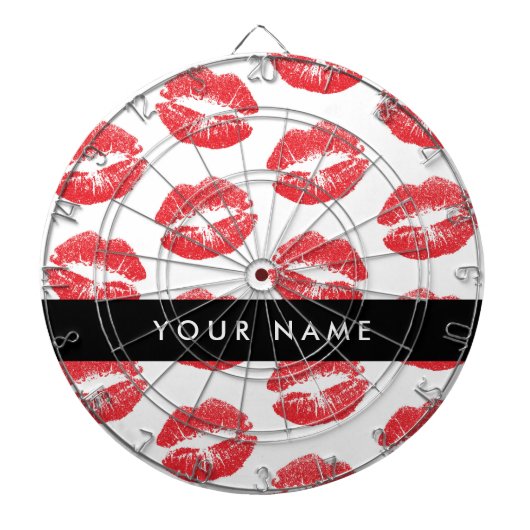 Rode lippen, kus, lippenstift, Jouw naam, personal Dartbord (Voorkant)