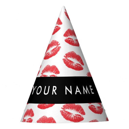 Rode lippen, kus, lippenstift, Jouw naam, personal Feesthoedjes (Voorkant)