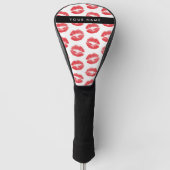 Rode lippen, kus, lippenstift, Jouw naam, personal Golfheadcover (Voorkant)