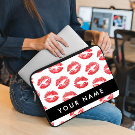 Rode lippen, kus, lippenstift, Jouw naam, personal Laptop Sleeve