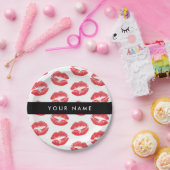 Rode lippen, kus, lippenstift, Jouw naam, personal Papieren Bordje (Feest)