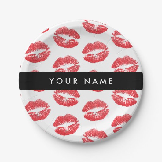 Rode lippen, kus, lippenstift, Jouw naam, personal Papieren Bordje (Voorkant)