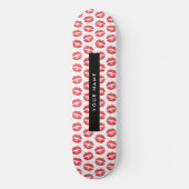 Rode lippen, kus, lippenstift, Jouw naam, personal Persoonlijk Skateboard (Voorkant)