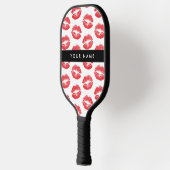 Rode lippen, kus, lippenstift, Jouw naam, personal Pickleball Paddle (Links)