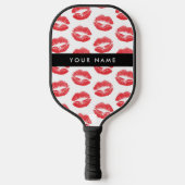 Rode lippen, kus, lippenstift, Jouw naam, personal Pickleball Paddle (Voorkant)