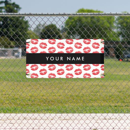 Rode lippen, kus, lippenstift, Jouw naam, personal Spandoek (Insitu)
