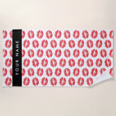 Rode lippen, kus, lippenstift, Jouw naam, personal Strandlaken (Voorkant)