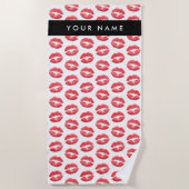 Rode lippen, kus, lippenstift, Jouw naam, personal Strandlaken (Voorkant)