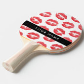 Rode lippen, kus, lippenstift, Jouw naam, personal Tafeltennisbatje (Voorkant Gekanteld)
