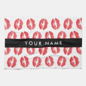 Rode lippen, kus, lippenstift, Jouw naam, personal Theedoek (Horizontaal)