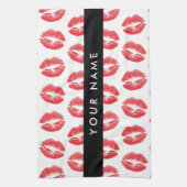 Rode lippen, kus, lippenstift, Jouw naam, personal Theedoek (Verticaal)