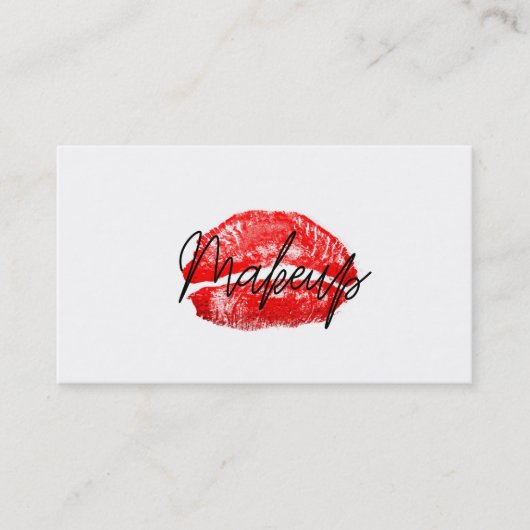 Rode Lippen Kus Make-up Schoonheid Glam Chic Wit Visitekaartje (Voorkant)