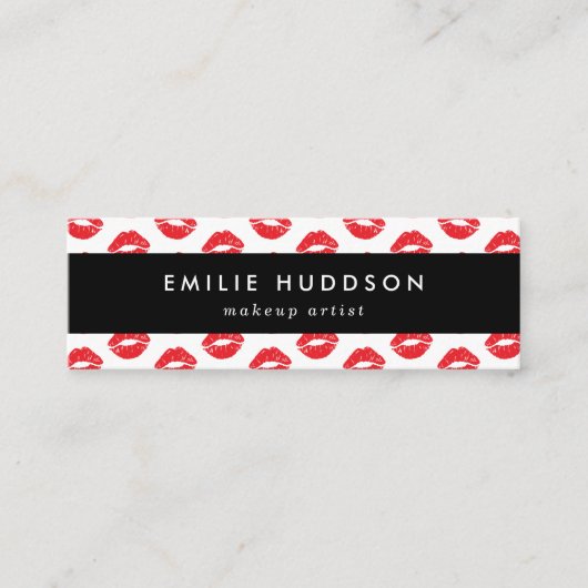 Rode lippen, kus, patroon van lippen, make-up arti mini visitekaartje (Voorkant)