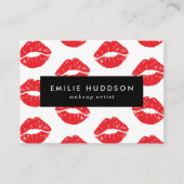 Rode lippen, kus, patroon van lippen, make-up arti visitekaartje (Voorkant)