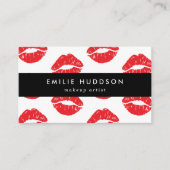 Rode lippen, kus, patroon van lippen, make-up arti visitekaartje (Voorkant)
