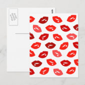 Rode lippen kus vectorpatroon briefkaart (Voorkant / Achterkant)
