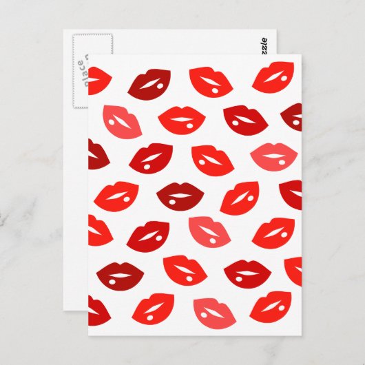 Rode lippen kus vectorpatroon briefkaart (Voorkant / Achterkant)