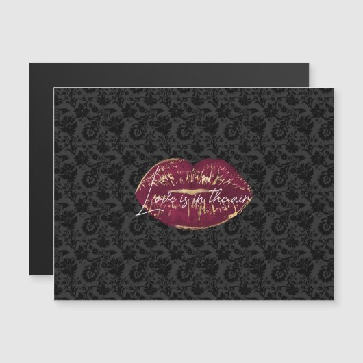 Rode Lippen Kus Zwart Bloemen (Voorkant / Achterkant)