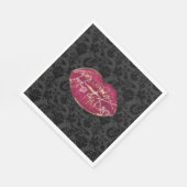 Rode Lippen Kus Zwart Bloemen Servet (Hoek)