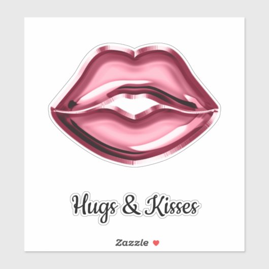 Rode lippen kussen harten sticker (Vel)