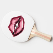 Rode lippen kussen harten tafeltennisbatje (Zijkant)