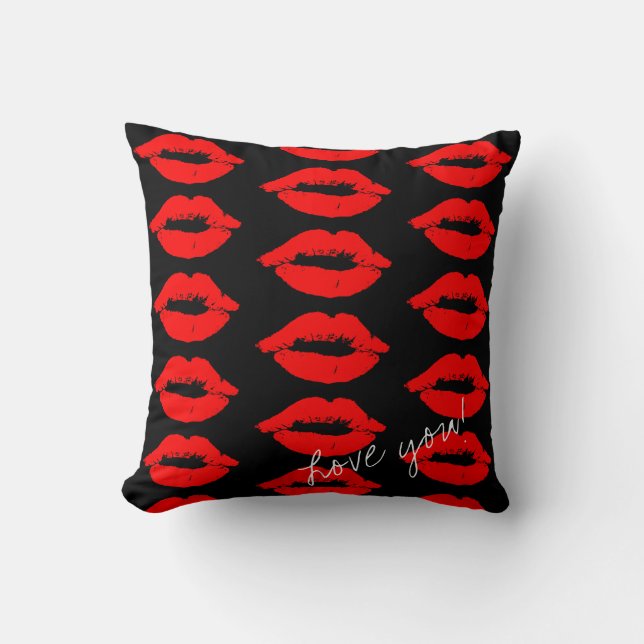 Rode Lippen Kussen Liefde Jou Kussensloop Kussen (Voorkant)