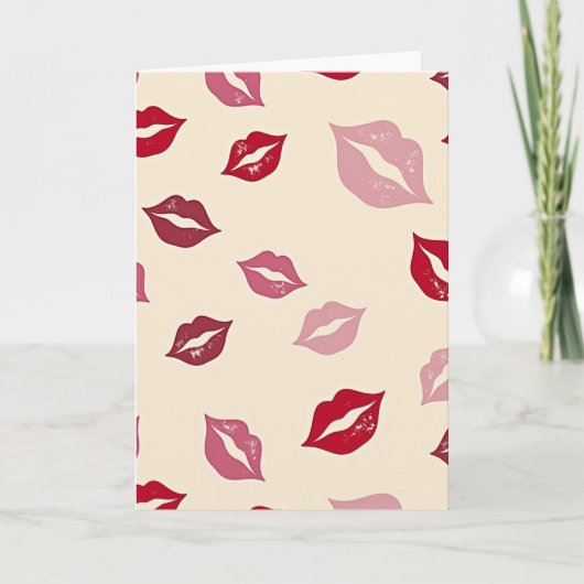 Rode lippen kussen liefde kaart (Voorkant)