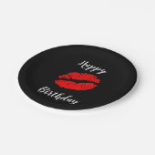 Rode lippen kussen schoonheid make-up verjaardagsf papieren bordje (Gekanteld)