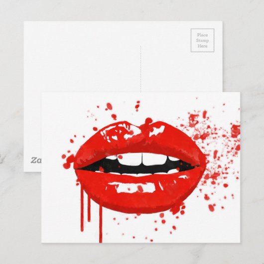 Rode lippen kussen schoonheid mode make-up briefkaart (Voorkant / Achterkant)
