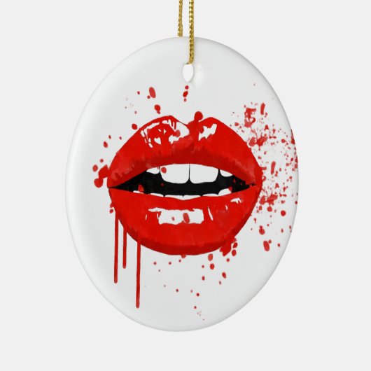 Rode lippen kussen schoonheid mode make-up keramisch ornament (Rechts)