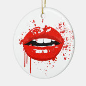 Rode lippen kussen schoonheid mode make-up keramisch ornament (Links)