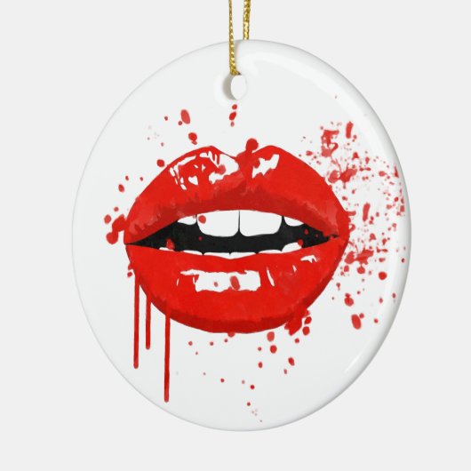 Rode lippen kussen schoonheid mode make-up keramisch ornament (Links)